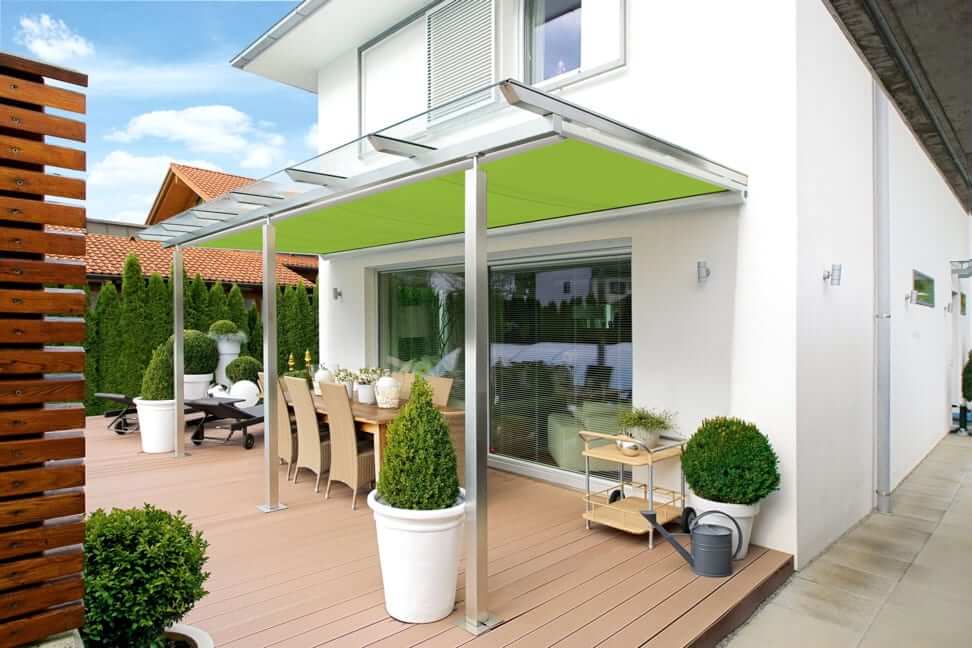 Markilux Wintergarten Markise mit grünem Tuch Sonne Rundum in Hamburg