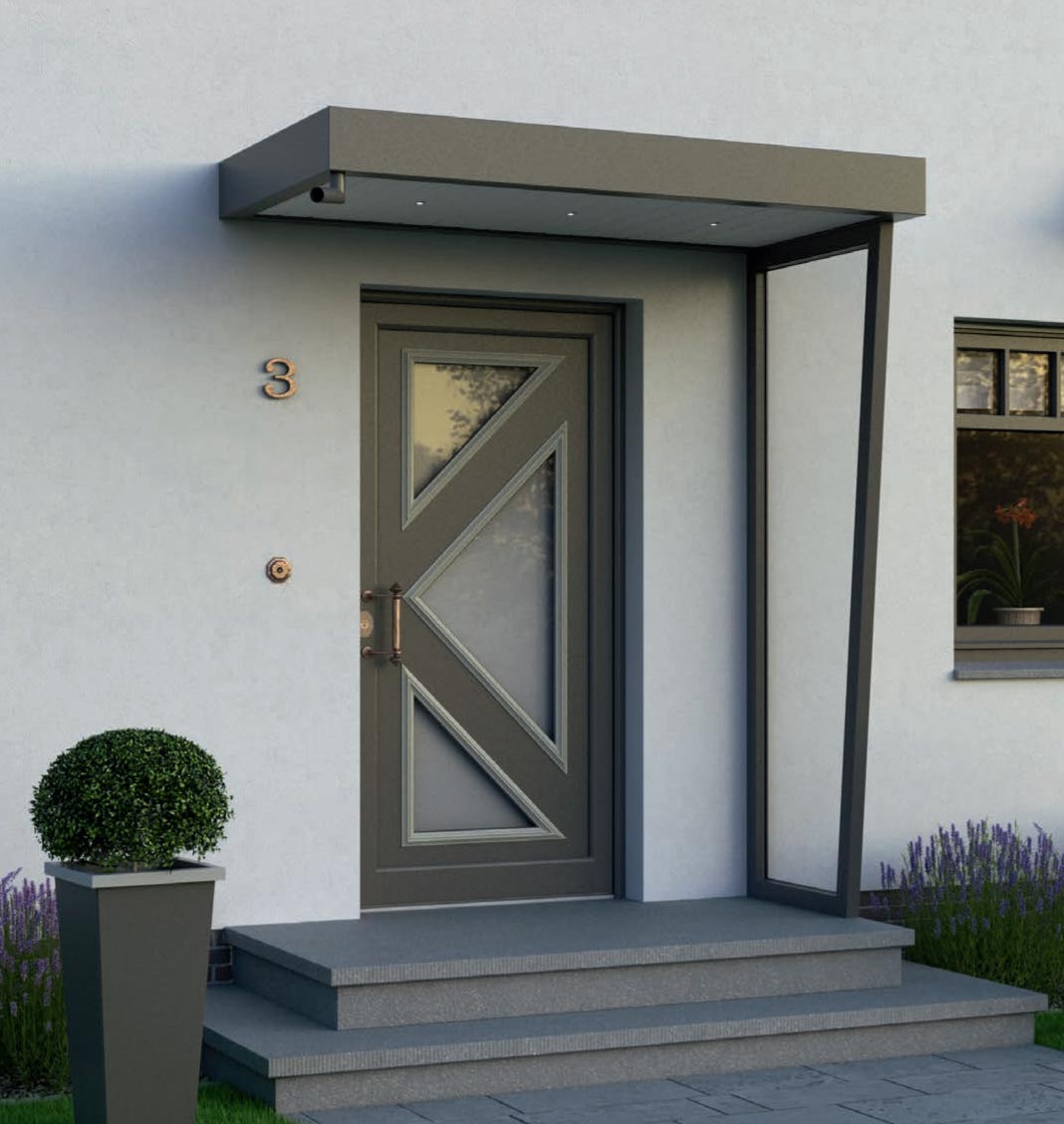 Kompotherm Referenz Überschub-Vordach mit Seitenteil von Sonne Rundum in Hamburg